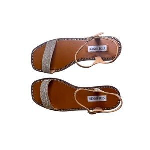 Steve Madden Tan and Silver Rhinestone Women's Sandals Size 9